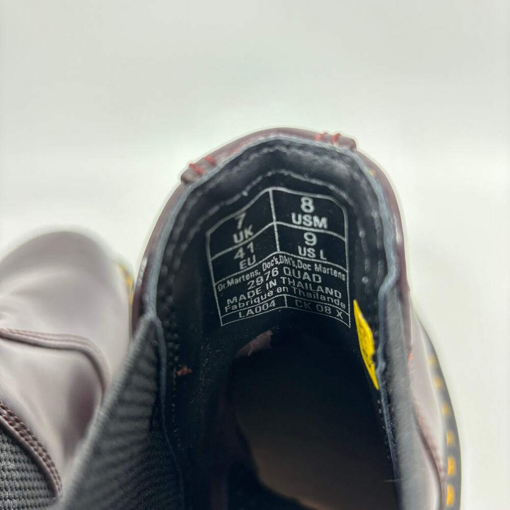 Nw Dr. Martens 2976 Quad Platform Chelsea Boots Womens 9 Mens 8 Burgundy Leather - Picture 9 of 13